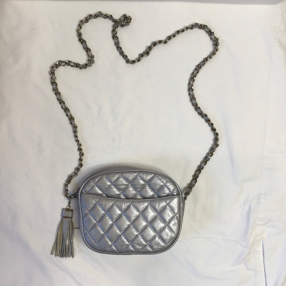 Vanessa Silver Quilted Crossbody Bag